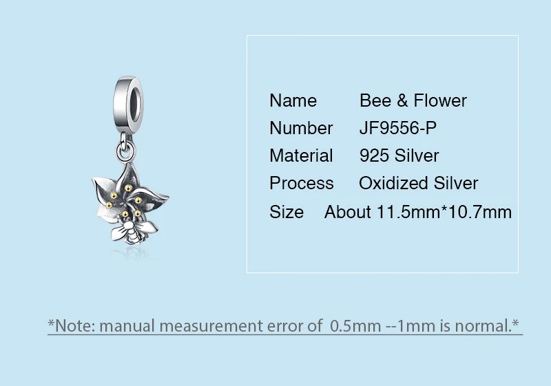 SG 925 Стерлинговое Серебро, подвеска в виде растений и насекомых с цветком и милой Пчелой, бусины, сделай сам, очаровательный браслет для женщин, подарки