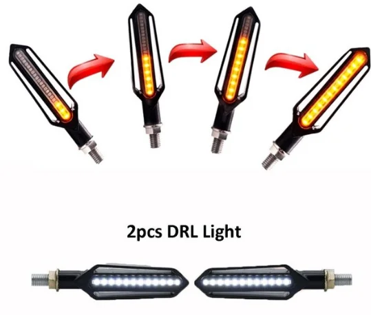 4X светодиодный сигнал поворота мотоцикла, поток воды, задний свет, мотоциклы, желтый проблесковый мотоцикл, сигнал поворота, Indicato, красная Тормозная лампа - Цвет: 2 pcs white amber