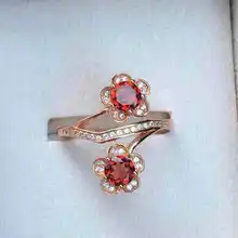 Natural red garnet stone Natural gemstone ring S925 sterling silver trendy Elegant Double flowers women party gift Jewelry