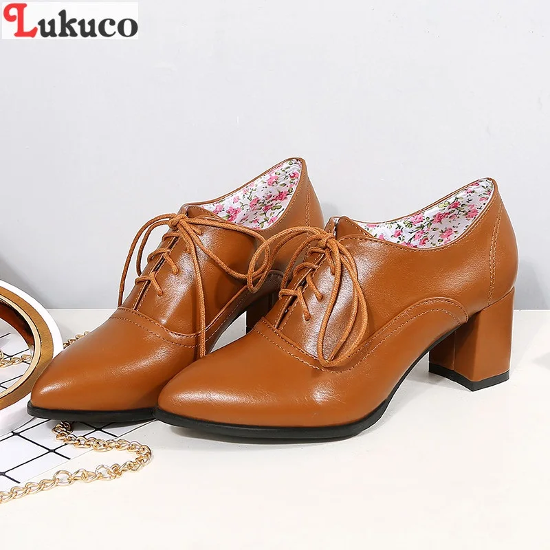 

Lukuco Lace Up Chelsea Botas Large Size 34-48 Women Ankle Botas Square Heels Shoes Spring Autumn Winter Boots female