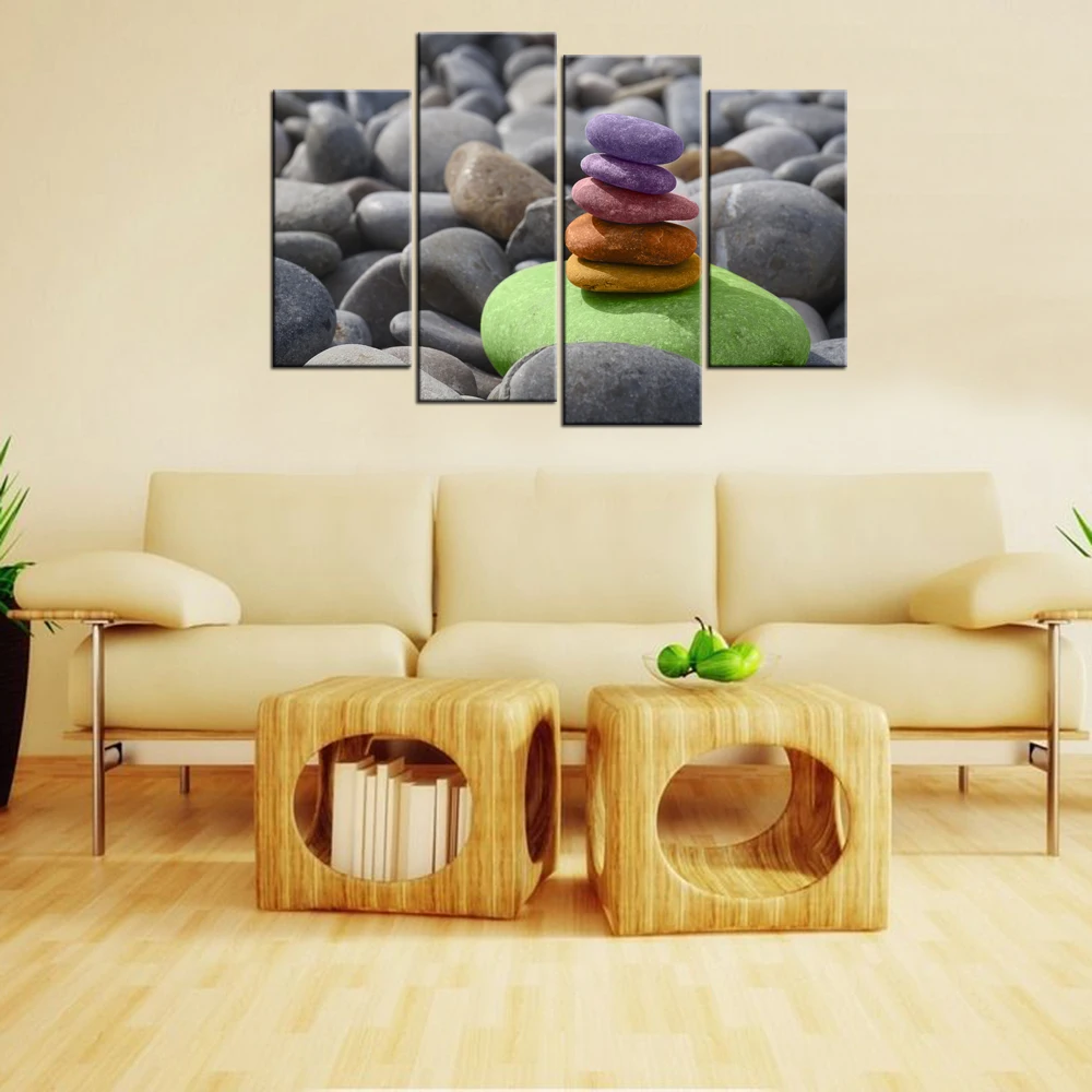 4Pcs Living Room Decor Wall Art Pebble Balance Stones Meditation Zen