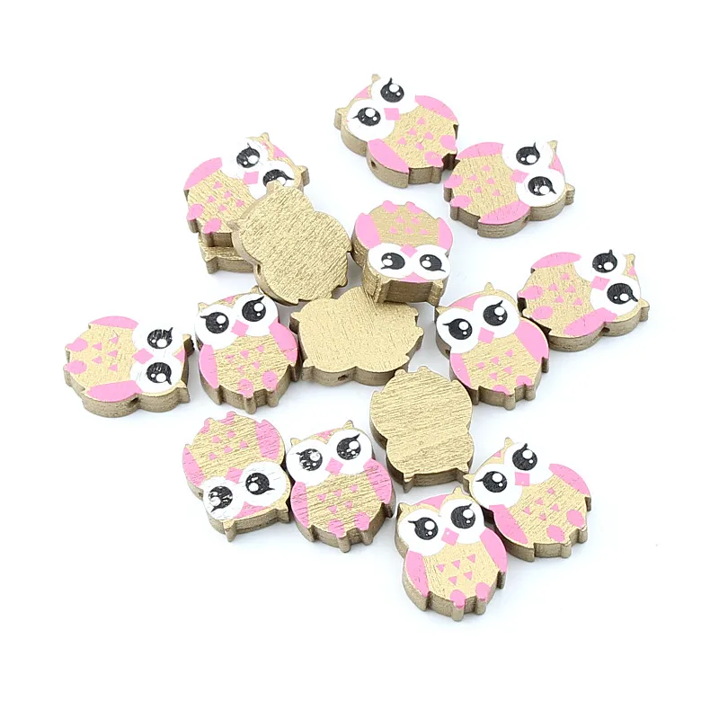 

Gold Color Wooden Beads 50pcs 21x17mm Owl Pattern Wood Beads for Jewelry Making DIY Rattle Pacifier Clip Necklace