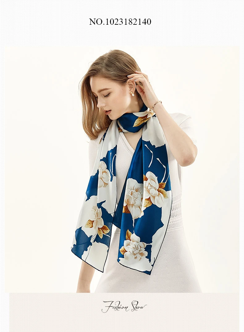 [BAOSHIDI] роскошный бренд шелковый длинный шарф, женская шелковая атласная Модная шаль, женский элегантный мягкий весенний натуральный шелковый шарф