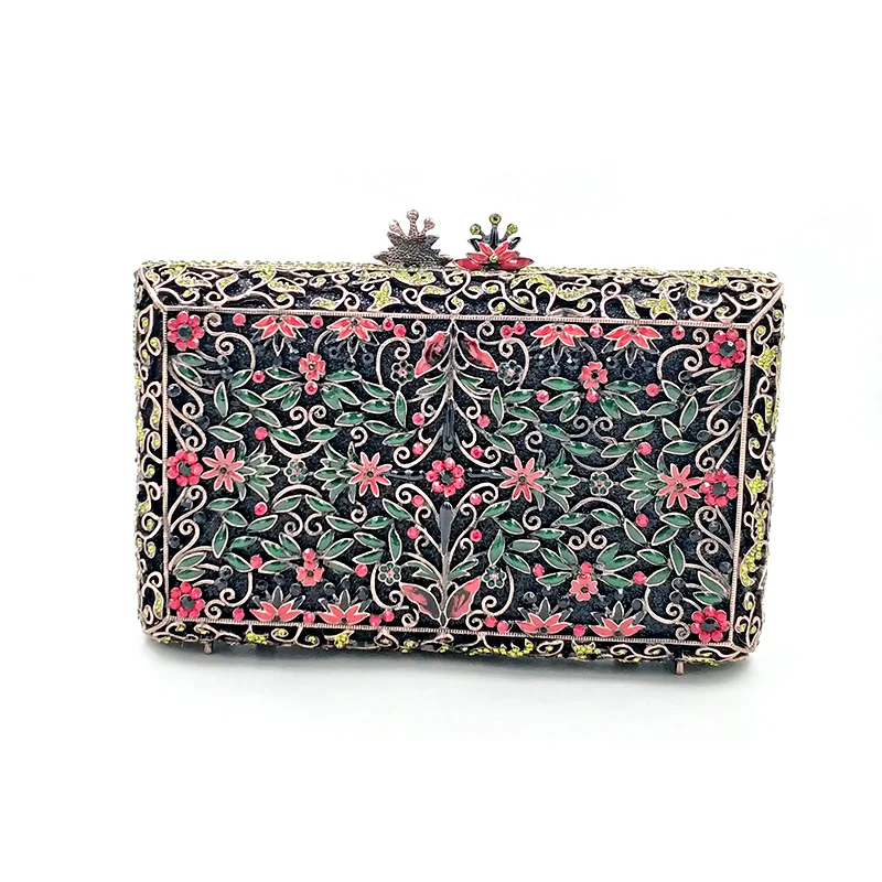 

African Women evening party bag diamonds clutches luxury bag bridal wedding party purses vintage flower crystal purses