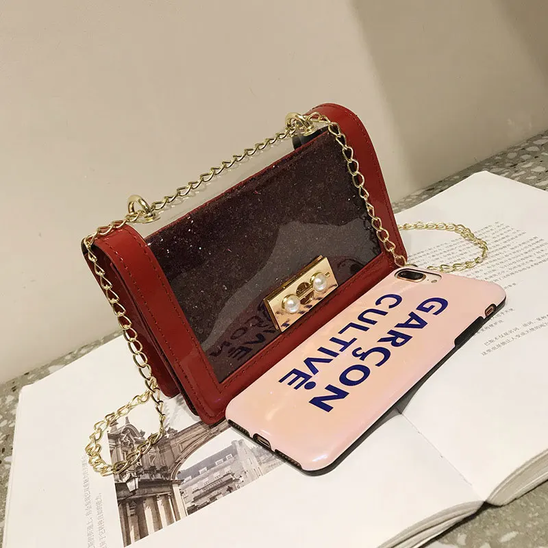 

Fashion Women's Shoulder Bag Trend Crossbody Bags For Women Shoulder Messenger Bag Transparent PU Material Small Square Bags