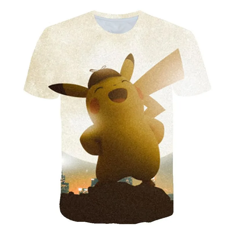 

2019 New Animation Pokemon Detective Pikachu 3D Printed T-shirts Women/Men Fashion Summer Short Sleeve Tshirt
