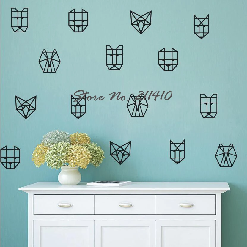 Geometric Animal Wall Decals 30 Removable Vinyl Wall stickers Unique
