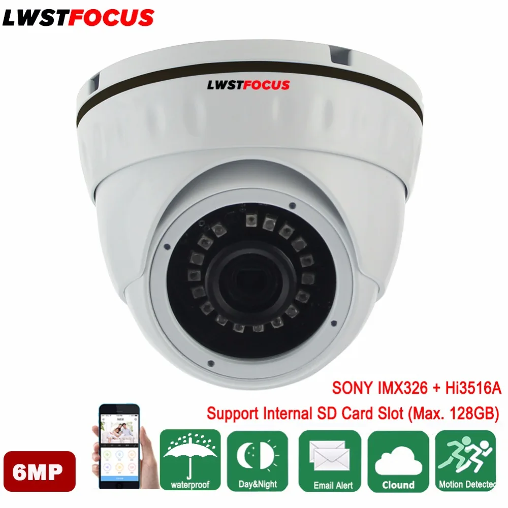 

LWSTFOCUS 6MP IP Camera 6MP HD 4mm Board Lens Built-IN POE SD card Slot Max 128GB Dome Camera IR Security CCTV Dome Camera Onvif