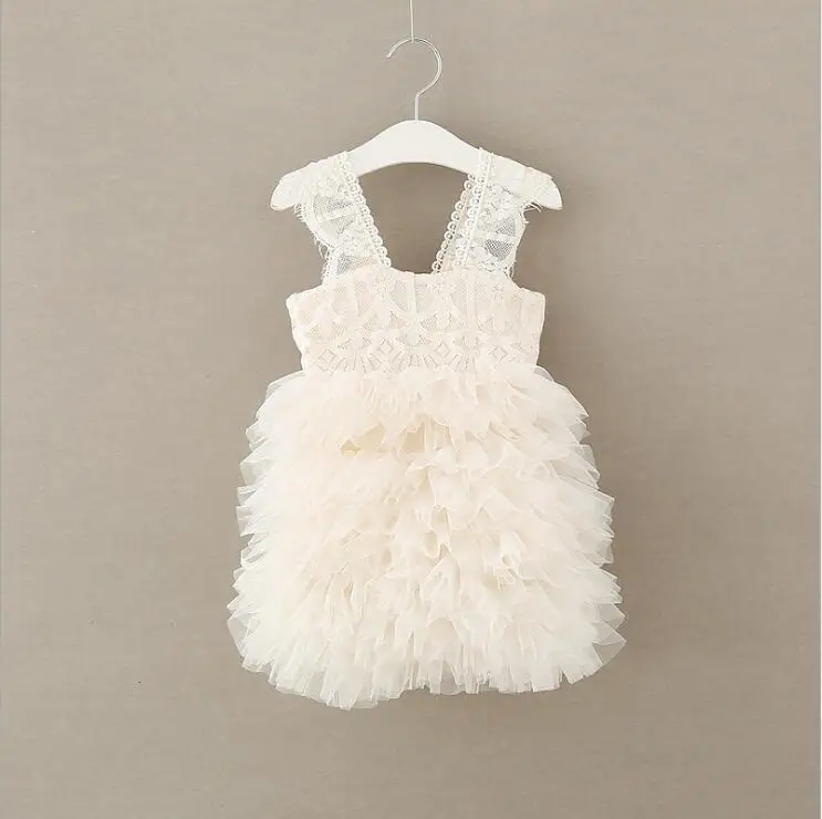 

1pcToddler girls lace straps puff sleeve lace patchwork tutu dress children sleeveless party gown princess costume for kids 1-6Y
