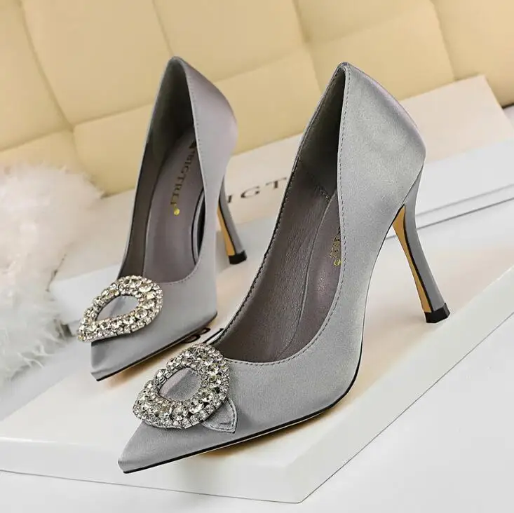 Women Pumps Extrem Sexy High Heels Women Shoes Thin Heels Female Wedding Shoes Ladies Shoes Silk party dress zapatos mujer c622 - Цвет: 5