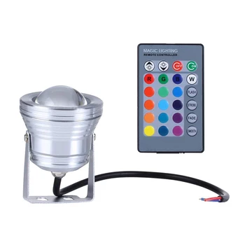 

1x Colorful underwater lights10w RGB 12v a remote control light with 24 key remote control Luminous flux 850-950 DC12V Silver