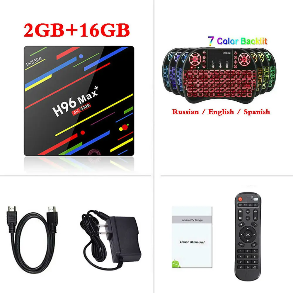 4 ГБ ОЗУ 64 Гб ПЗУ 4K Smart tv Box Android 9,0 H96 MAX Plus RK3328 телеприставка 2,4/5G wifi H96Max+ Youtube медиаплеер 2G16G - Цвет: 2GB16GB Backlit i8