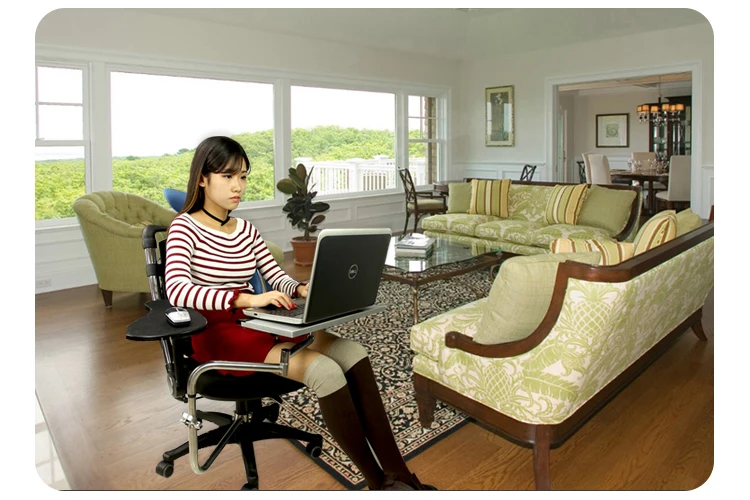  OK010 Full Motion Chair Shaft Clamp Keyboard Support + Chair Arm Clamp Elbow Wrist Support Mouse Pa