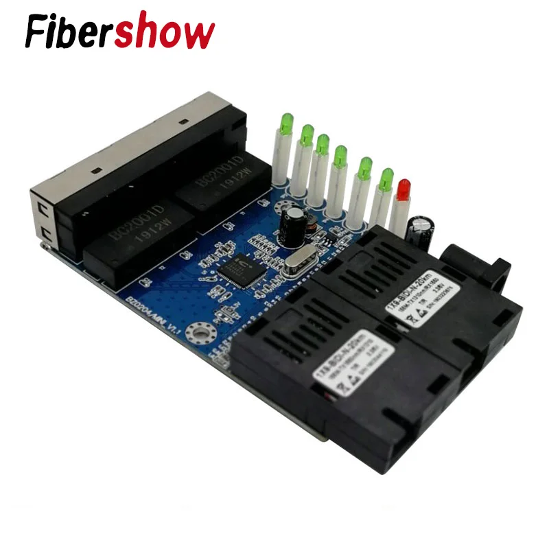 

Ethernet Fiber switch 4 RJ45 2 SC Optical Media Converter Single Mode fiber Port PCB 10/100M