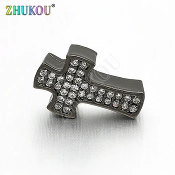 

9*14mm Handmade Micro Pave Cubic Zirconia Cross Beads for DIY Jewelry Accessories Making, Model: VZ138