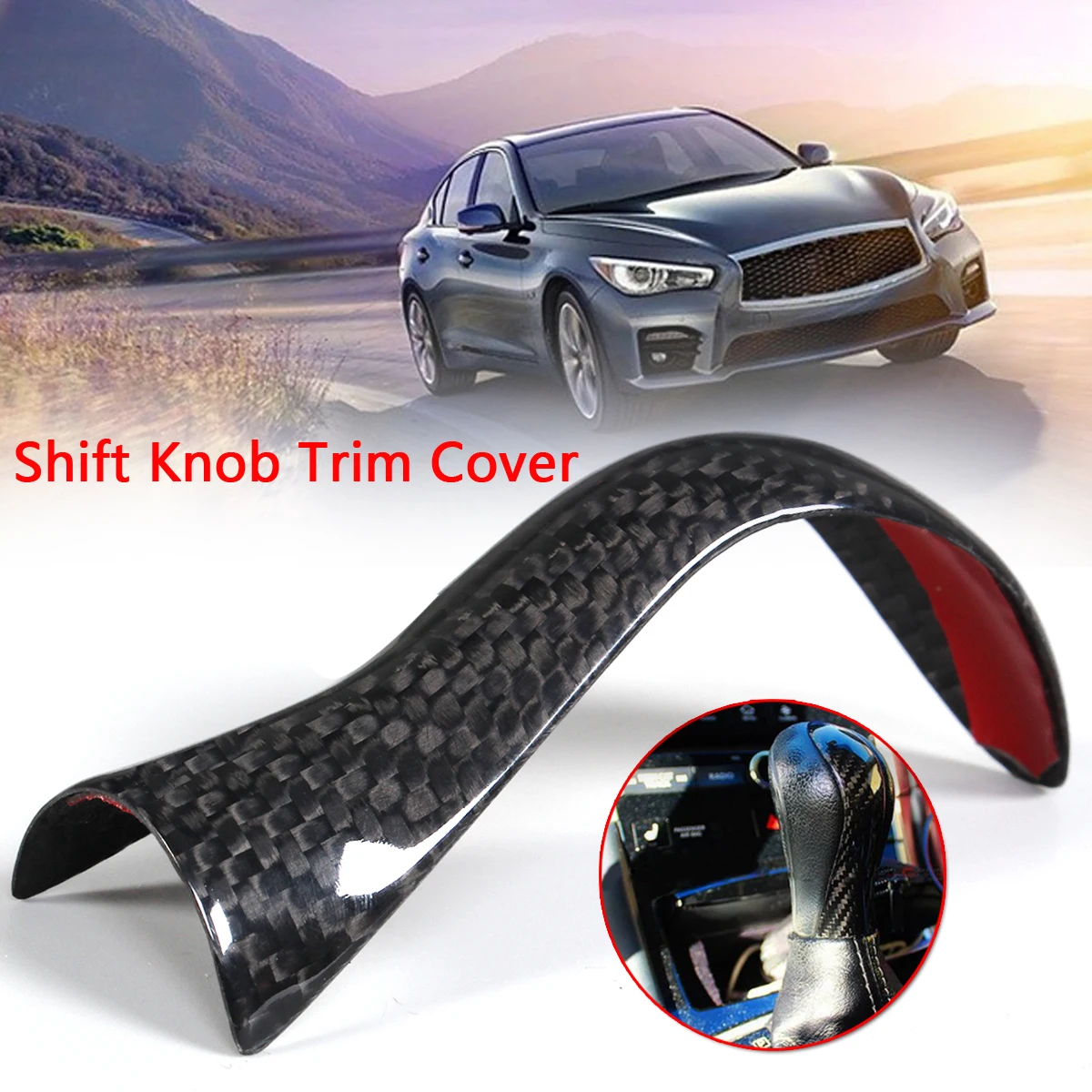 

High quality Car Styling For Infiniti 2015-2017 Q50 Q50S Direct Add-on Carbon Fiber Shift Knob Trim Cover Car sticker