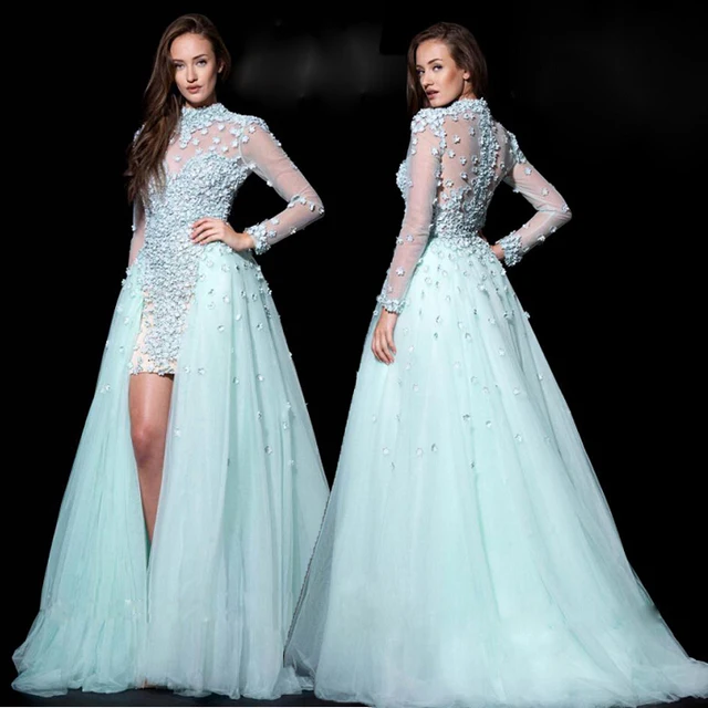 2015 New Arrival Spring Ice Blue High Neck Tulle Applique Lace - 640x640 - jpeg Ice Blue Lace Wedding Dress