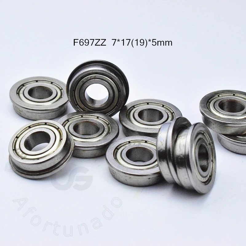 F697ZZ 7*17(19)* 5 мм 10 шт. подшипник ABEC-5 фланцевые подшипники 697 F697Z F697ZZ хромированная сталь глубокий паз подшипника