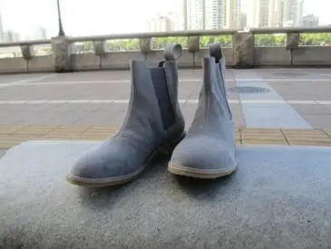 Г. новые стильные винтажные мужские ботинки «Челси» г. ботильоны из натуральной кожи мужские ботинки «Челси» на толстой подошве на платформе 36-47 - Цвет: Серый