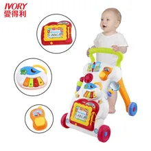 IVORY Baby First Steps Car Toddler Trolley Sit-to-Stand Walker For Kid Early Learning Educational Musical Adjustable Baby Walker