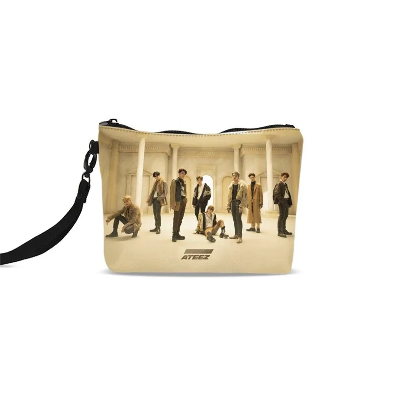 

Canvas Makeup Bag Women Ladies Cool Kpop Group ATEEZ Letter 3D Printing Cosmetic Bags Travel Toiletry Case Clutch Bag Sac A Main