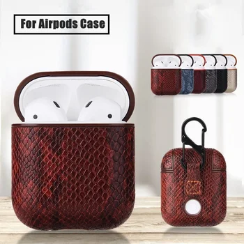 

Sexy Snake Skin Bag Case For Apple AirPods Bluetooth Wireless Earphone Leather Case For Air Pods Funda Cover Charging Box Cases