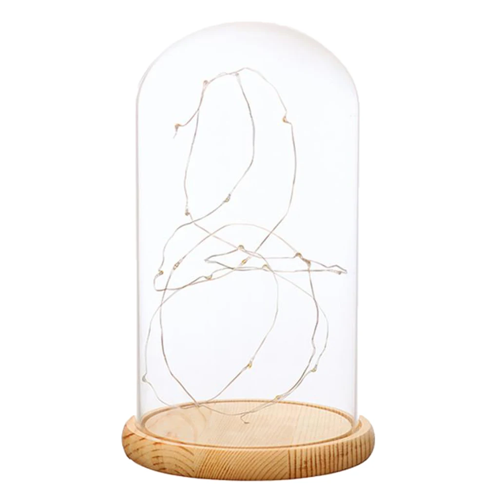 

Clear Glass Cloche Display Dome with LED Fairy Lights Christmas Wedding Decoration Gift