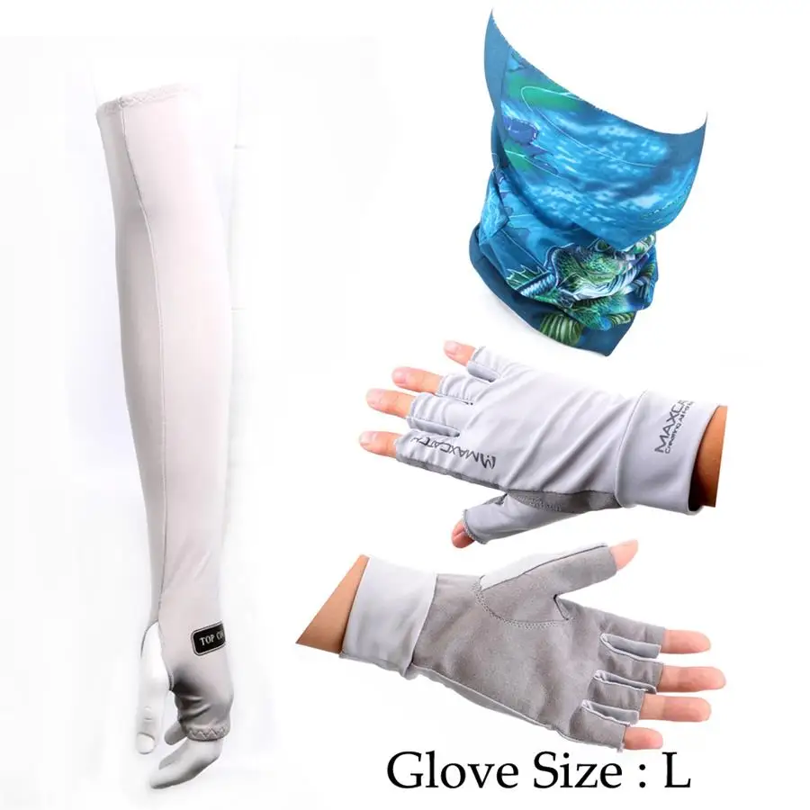 L Gloves Перчатки с защитой от ультрафиолета Maximumcatch и многофункциональные рыболовные шарфы и дышащие спортивные перчатки - Цвет: L Gloves