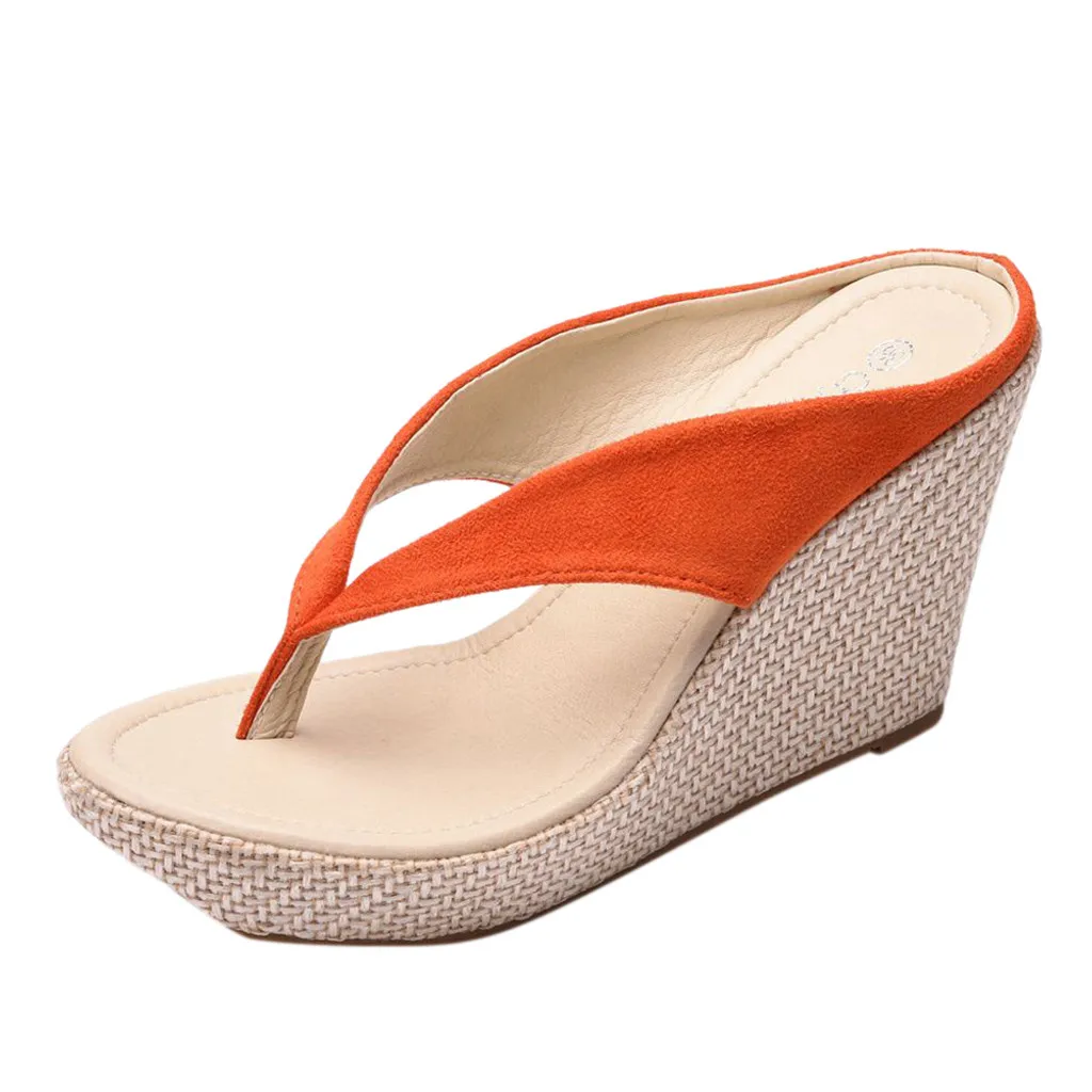Flip Flops Women Beach Summer Non-slip Platform Shoes Wedges High Heel Outdoor Slippers Sandals Zomer Slippers Dames 7J10 - Цвет: Orange