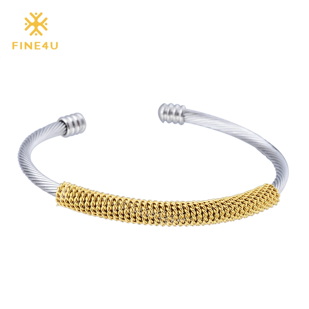 Новинка 2018 Браслет-манжета из нержавеющей стали FINE4U B029 316L браслет витой