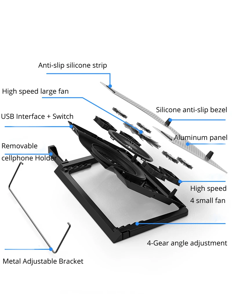 Игровая алюминиевая охлаждающая подставка для ноутбука, подставка, USB вентилятор радиатора, охлаждающий холодный ноутбук, аксессуары для ПК, пластина для холодильника