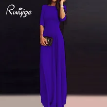 2017 Elegant Summer Women Fit and Flare Half Sleeve Solid Chiffon Dress Bohemian Long Sexy Formal Party Vestidos 00265