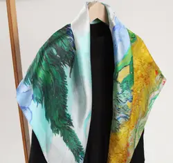 Shistal-чистый натуральный шелковый квадратный шарф 90 см модный принт Женский и девичий бренд шаль знаменитая картина маслом работа Новый