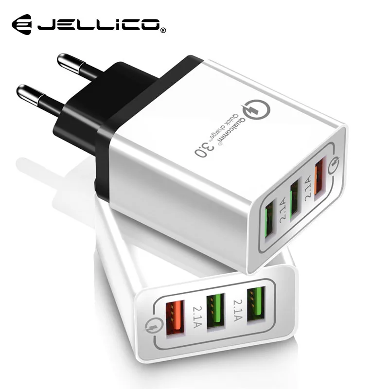 

Jellico quick charge 3.0 USB Charger for iPhone X 8 7 iPad Fast Wall Charger for Samsung S9 Xiaomi mi 8 Huawei P20 Pro 3 Ports