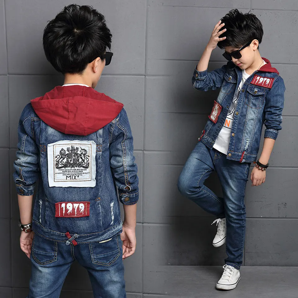 Baby Boy Clothes Top Quality Boys Cowboy Suits Casual Tracksuit Spring Autumn Children-clothing Kids 2Pcs Cool Hooded | Детская одежда