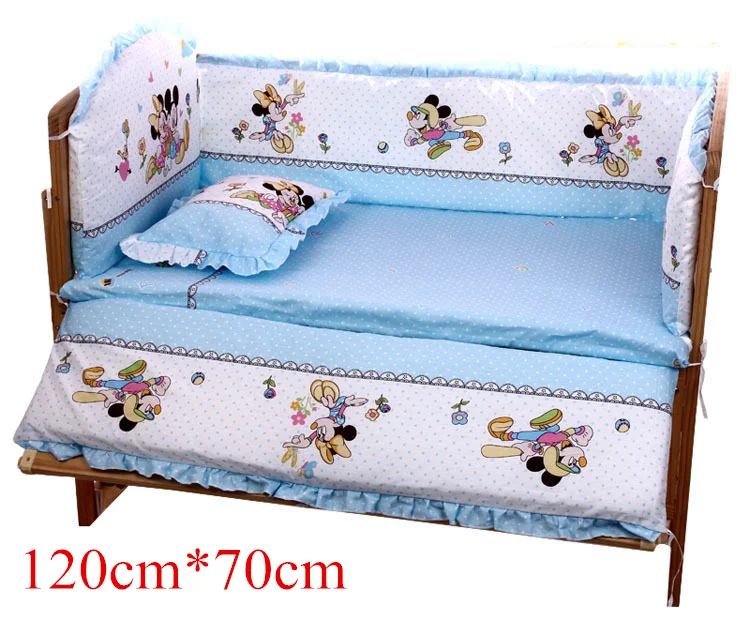 5 шт./компл. мультфильм анимированные детская кроватка кровать бампер для новорожденных хлопковое комфортное нижнее белье, Детское покрывало для кровати детские моющиеся Постельное белье - Цвет: blue 120-70