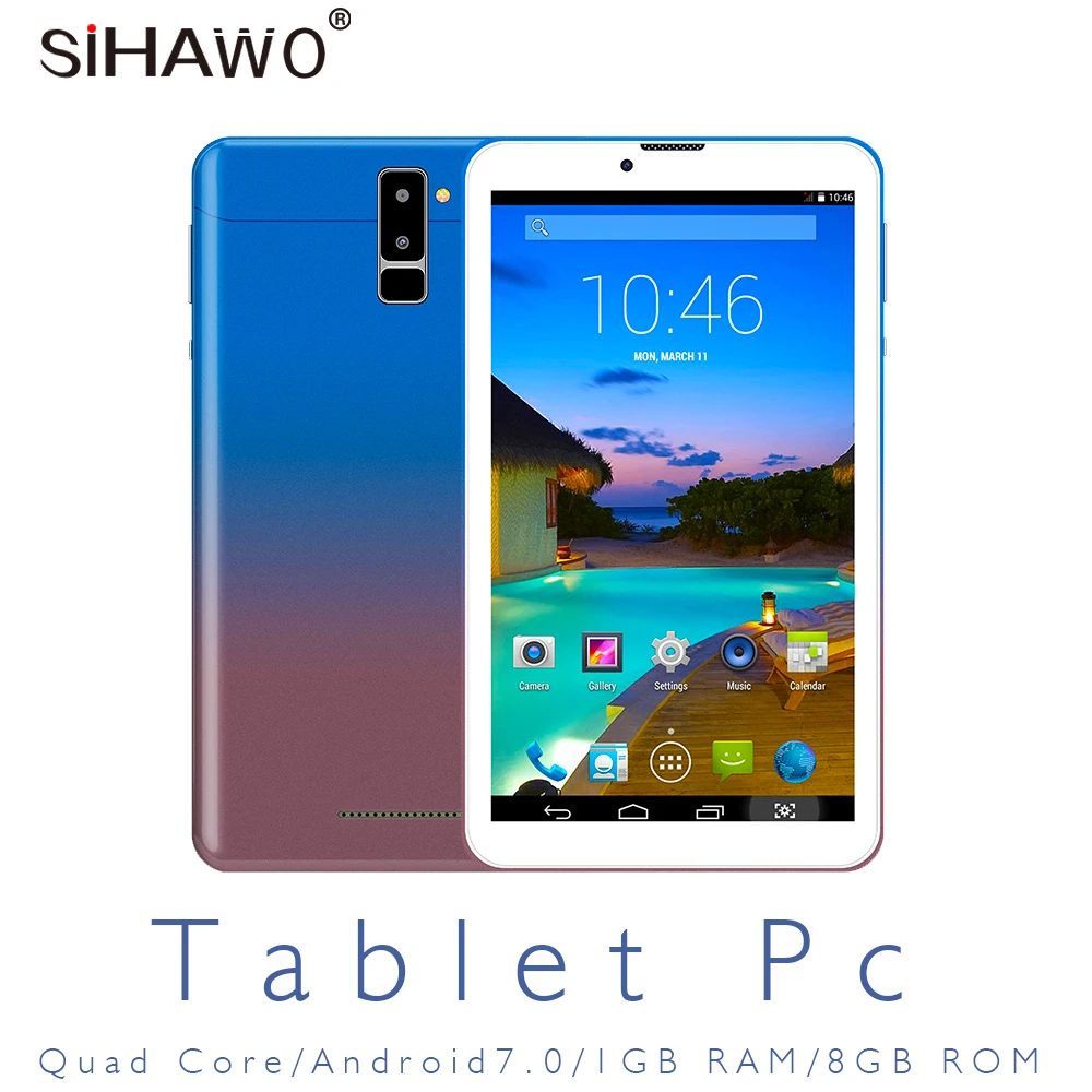  Ultra Slim Android 7.0 3G Dual SIM Phone Call Tablet PC MT8321 A7 Quad Core 1GB RAM 8GB ROM 7 Inch 