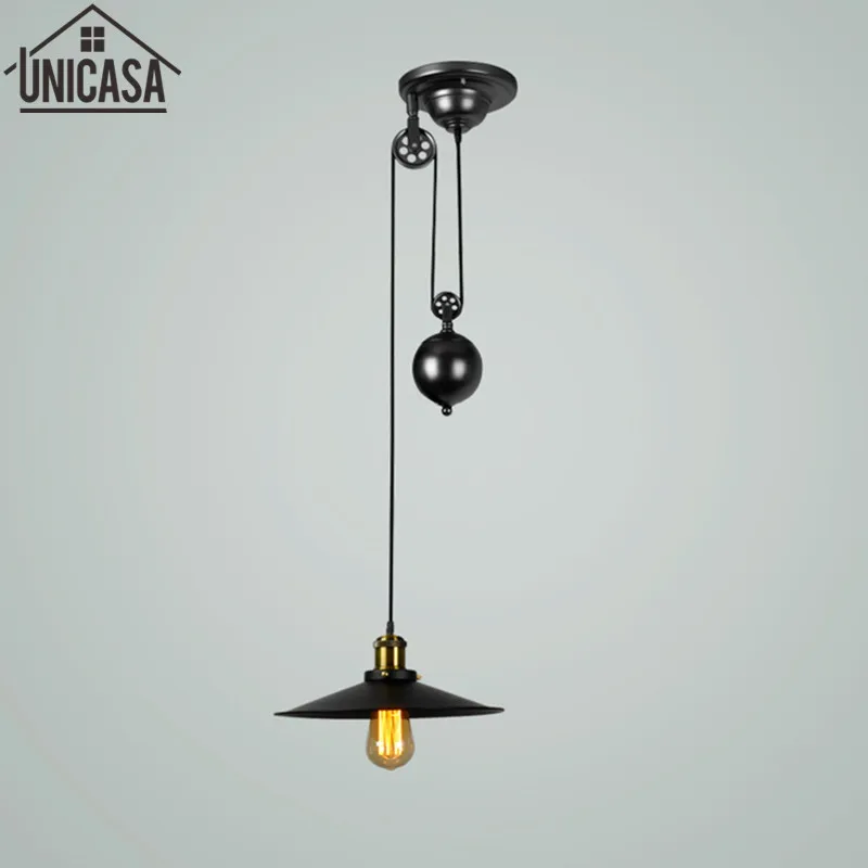 Loft ceiling lights vintage chandelier Iron Pulley Bar Lamp Home Decoration E27 Edison Light Fixtures Kitchen vintage lighting