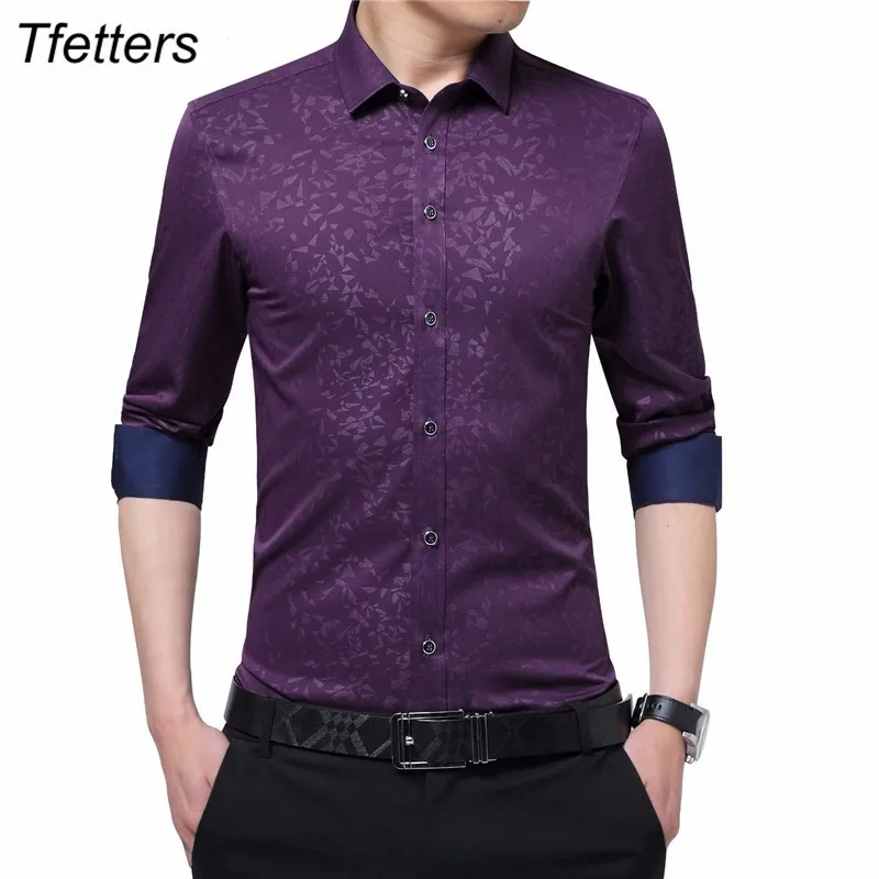 TFETTERS новейшего размера плюс Мужская светская рубашка с длинными рукавами, не железная Мужская рубашка с цветком, мужская рубашка для бизнеса, импортированная из Китая