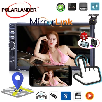 

7Inch Mirror Link Screen 2Din Car Autoradio Stereo MP5 Player USB GPS Navigation radio cassette player With Camera 8G Map Card