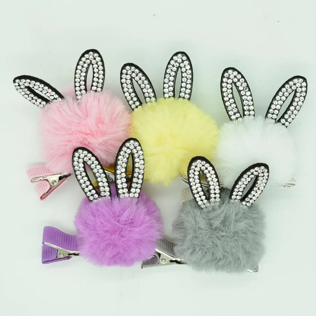 Girl white rabbit zircon hairpin fluffy cute animal hair accessories