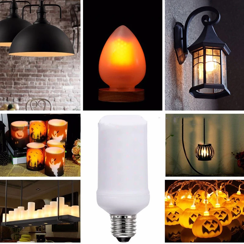 E27 LED Flame Effect Fire Light Bulb Lamp Flickering Flame Simulated Party Decor