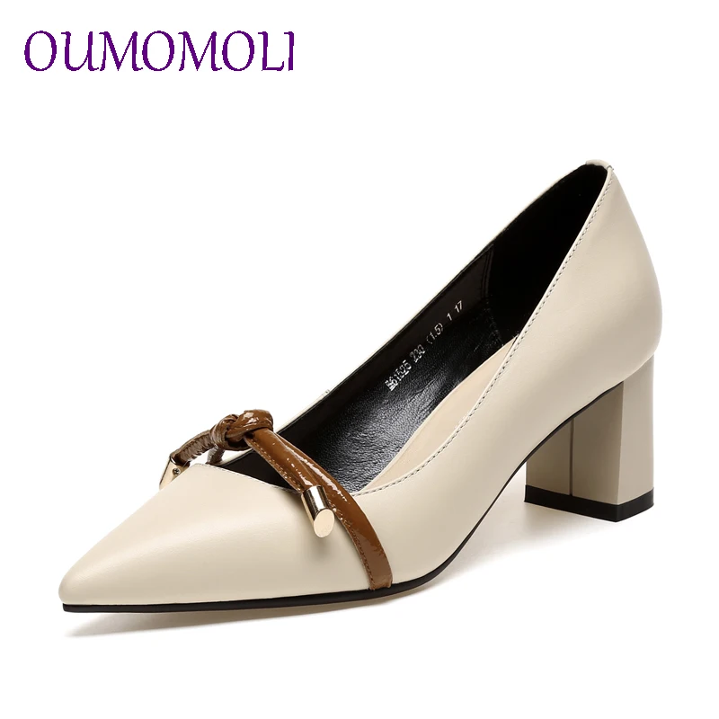 

shoes women new modern pointed toe career genuine cow leather high heels fashion solid high quality concise women d749