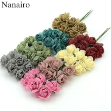 Новые 60 шт. 4 см шелковые искусственные цветы розы Букет из мешковины гессианские цветы для свадебного украшения Скрапбукинг Ремесло Сделай Сам венки