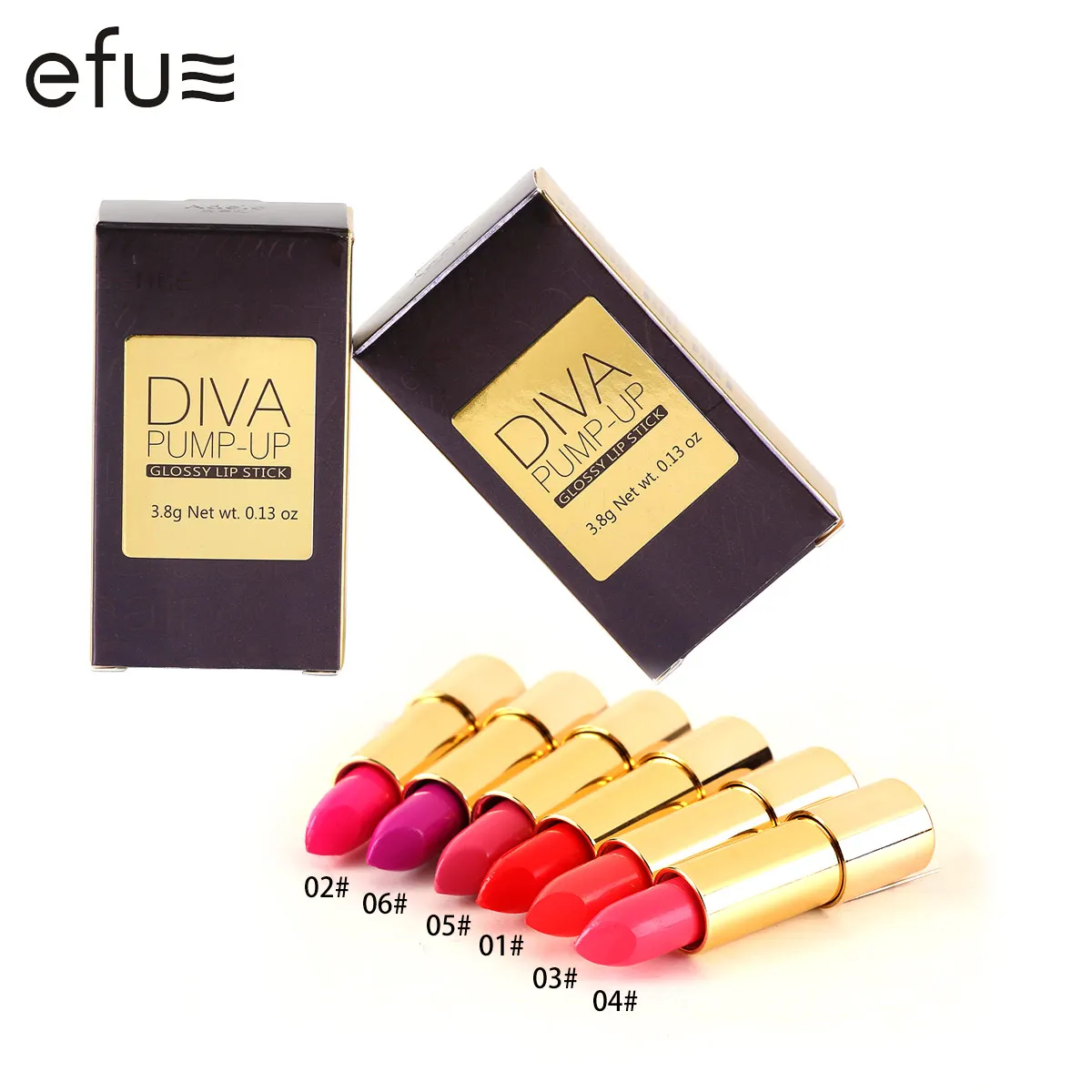 

Beauty Waterproof Lipstick Purple Glossy Lip stick Red Color Long-lasting Maquiagem 3.8g Lips Makeup Brand EFU #7212