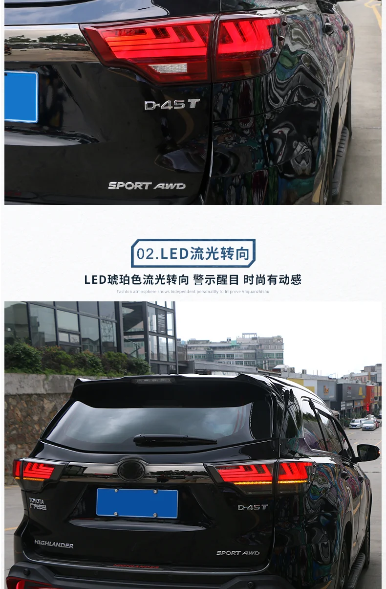 Автомобильный Стайлинг для Toyota задние фары для Highlander- новая светодиодная… для Kluger задний фонарь Lexus Тип динамический сигнал поворота Задняя лампа