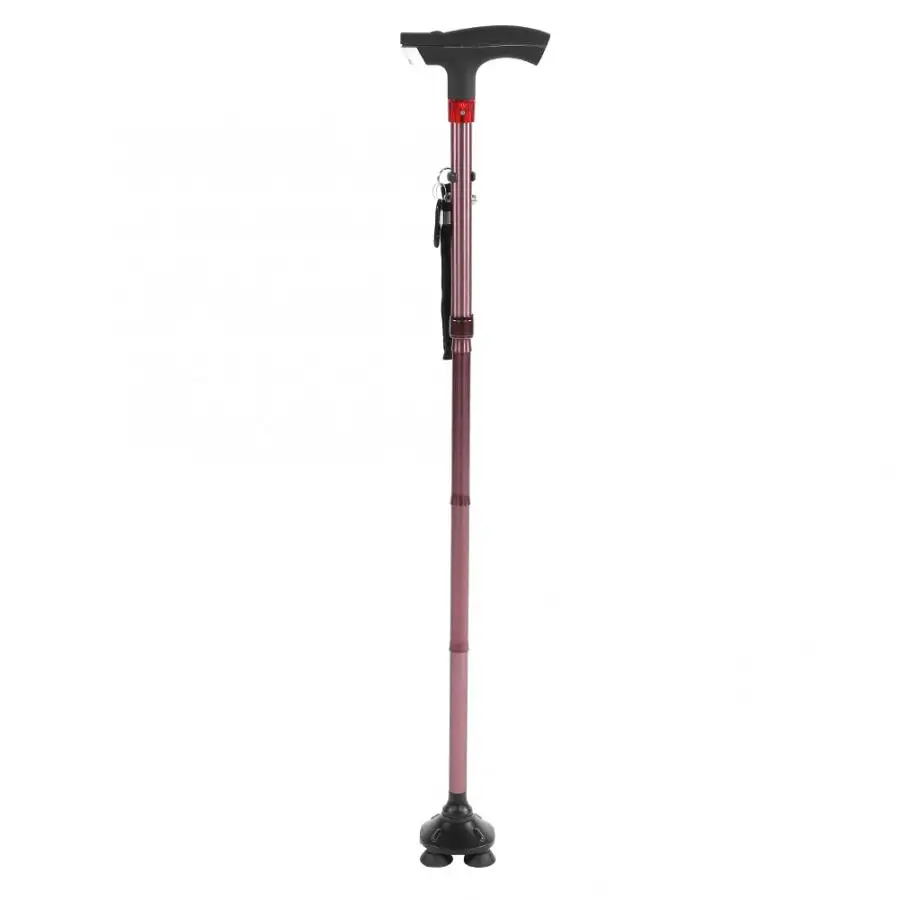 

Foldable Elderly Walking Stick Guide Blind Cane Crutch with LED Light Alarm for Elderly Seniors Walkers