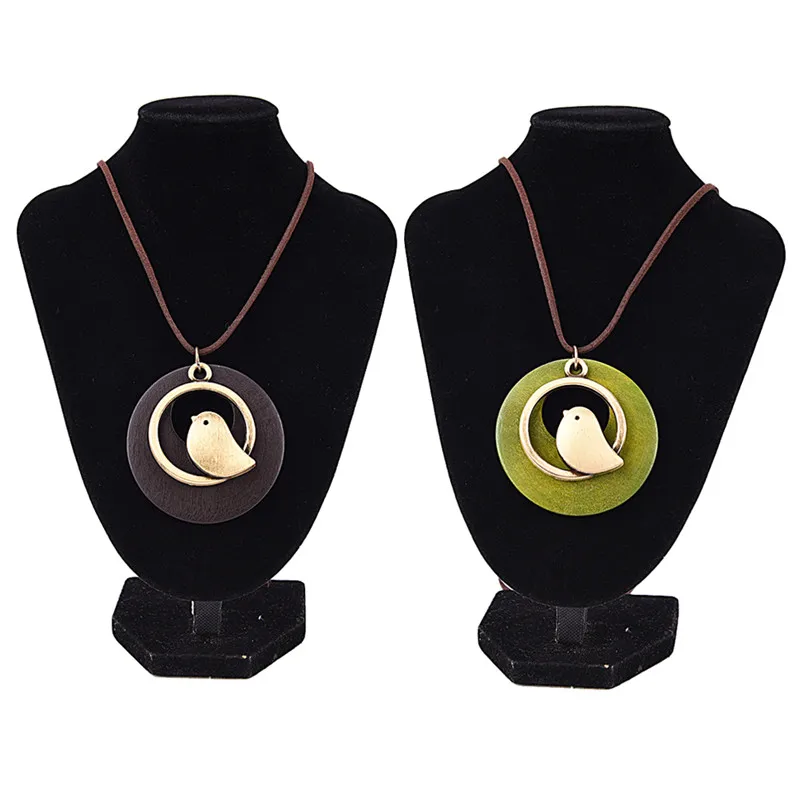 Vintage Long Necklace Bird Wooden Bead Necklaces & Pendant Woman Jewelry Statement Pendants Women Christmas Gift Collares Mujer