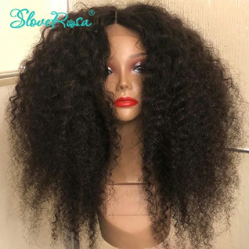 

Kinky Curly Full Lace Wigs For Women Brazilian Remy Human Hair Wigs Pre-Plucked Bleached Knots Natural With Baby Hair Slove Rosa