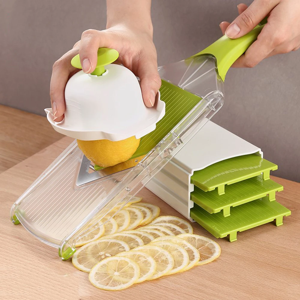 

1PC Kitchen Accessories Quick Done Vegetables Cutter Lemon Slicer 4 Stainless Steel Blade Carrot Grater Onion Dicer Slicer